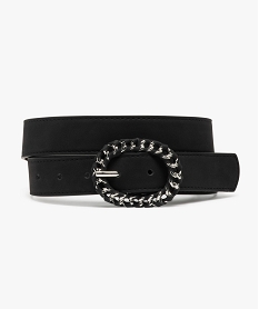 GEMO Ceinture mate à surpiqûres et boucle tressée femme Noir