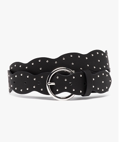 GEMO Ceinture à forme originale et clous dorés femme Noir