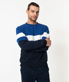 GEMO Sweat en maille bouclette tricolore homme Bleu