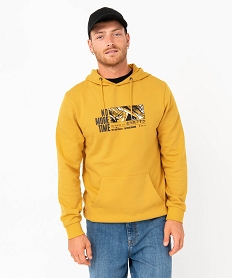 sweat en molleton doux avec capuche homme jauneJ093001_1