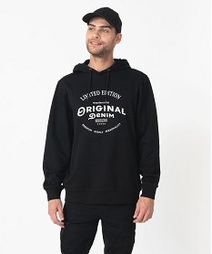 GEMO Sweat à capuche en molleton imprimé homme noir standard