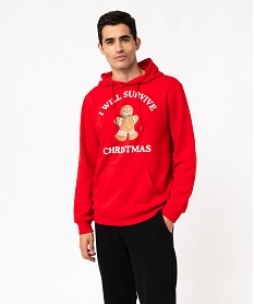 GEMO Sweat de Noël à capuche homme Rouge