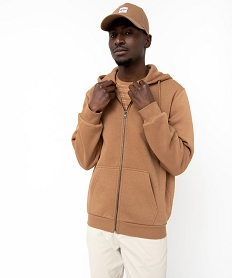 GEMO Sweat zippé à capuche homme marron standard
