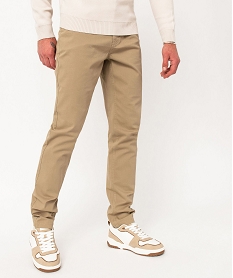 GEMO Pantalon slim 5 poches en toile extensible homme Beige