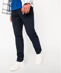 GEMO Pantalon 5 poches coupe slim en toile extensible homme vert chine