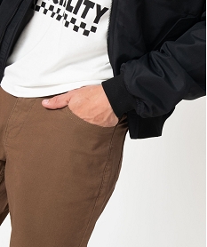 pantalon 5 poches coupe slim en toile extensible homme brunJ097901_3