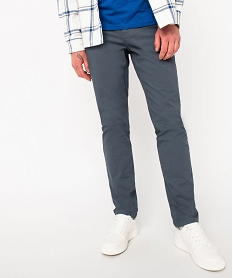 GEMO Pantalon 5 poches coupe slim en toile extensible homme noir chine