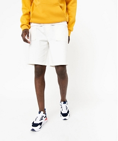 GEMO Bermuda en toile uni avec ceinture ajustable homme blanc standard
