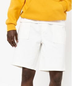 bermuda en toile uni avec ceinture ajustable homme blancJ099301_2