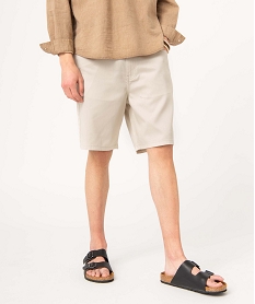 GEMO Bermuda homme en maille fine et fluide blanc chine