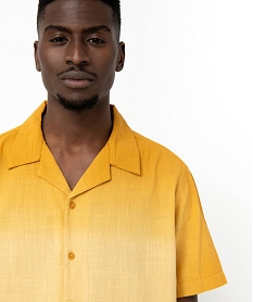 GEMO Chemise à manches courtes avec col cubain homme jaune standard