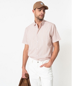 GEMO Chemise droite à manches courtes à petits motifs homme imprime geometrique