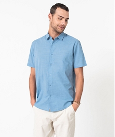 GEMO Chemise à manches courtes en coton léger homme bleu standard