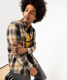 GEMO Chemise manches longues à carreaux homme Jaune