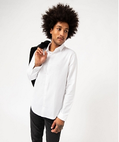 chemise manches longues en coton texture homme blancJ102501_2