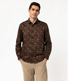 GEMO Chemise manches longues imprimée coupe droitie homme noir standard