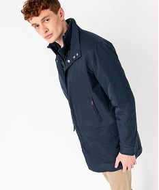 GEMO Parka à double col montant homme Bleu