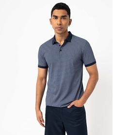 GEMO Polo homme à manches courtes et petits motifs Bleu