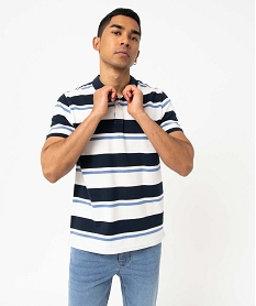 GEMO Polo homme à rayures multicolores Bleu