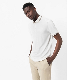 GEMO Polo à manches courtes en maille extensible homme Blanc