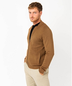 GEMO Gilet zippé en maille piquée homme marron standard