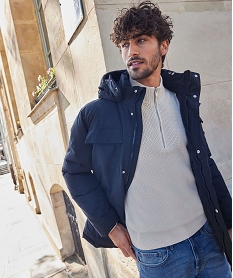 GEMO Pull en grosse maille côtelée col camionneur zippé homme blanc chine