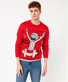 pull de noel avec motif homme - rick and morty rougeJ108501_1