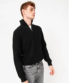 GEMO Pull col camionneur en grosse maille homme noir standard