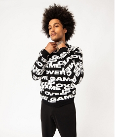 GEMO Pull jacquard avec inscriptions all over homme noir standard