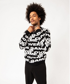 GEMO Pull jacquard avec inscriptions all over homme Noir