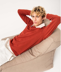 GEMO Pull homme à col rond en coton Rouge