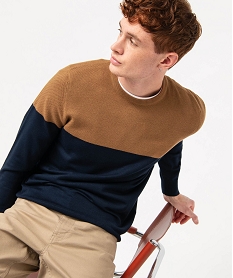 GEMO Pull en maille fine à col rond homme marron standard