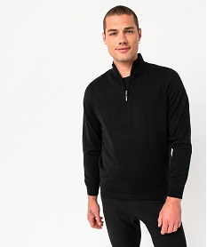 GEMO Pull col camionneur zippé en fine maille homme noir standard
