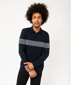 GEMO Pull fine maille à col polo homme Bleu