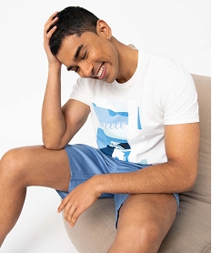 GEMO Tee-shirt homme à manches courtes à motif estival blanc standard