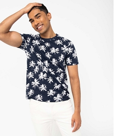 tee-shirt homme a manches courtes a motif estival bleuJ113001_1