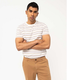 GEMO Tee-shirt homme rayé à manches courtes bleu chine