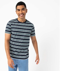 GEMO Tee-shirt homme rayé à manches courtes Bleu