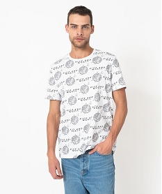 GEMO Tee-shirt manches courtes imprimé all over homme - Rick & Morty blanc standard