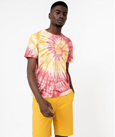 tee-shirt a manches courtes effet tie and dye homme jauneJ114001_2
