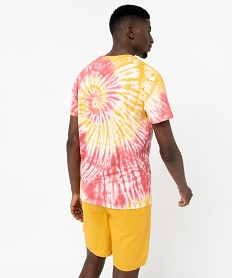 tee-shirt a manches courtes effet tie and dye homme jauneJ114001_3