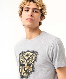 tee-shirt homme imprime a manches courtes - transformers grisJ114401_2
