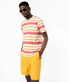 GEMO Tee-shirt à manches courtes et rayures fantaisie homme blanc chine