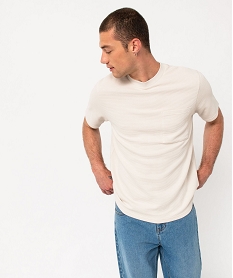GEMO Tee-shirt manches courtes en coton texturé épais homme Beige