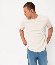 tee-shirt manches courtes en coton texture epais homme beigeJ116601_1