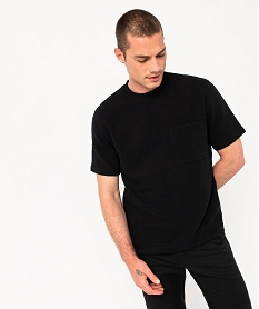 GEMO Tee-shirt manches courtes en coton texturé épais homme noir standard