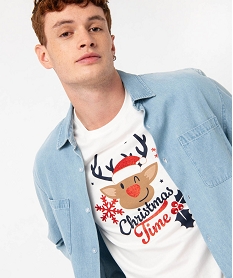 GEMO Tee-shirt à manches courtes spécial Noël homme Blanc