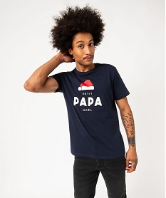 GEMO Tee-shirt manches courtes imprimé Noël homme Bleu