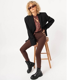 GEMO Leggings avec boutons sur les hanches femme marron standard