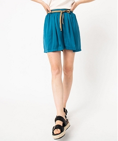 GEMO Short ample en matière satinée femme kaki chine